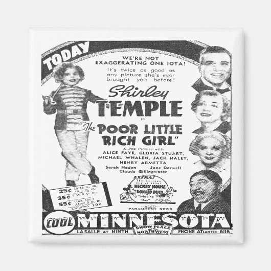 Shirley Temple Film Advertentie Koelkast Magnet (Voorkant)