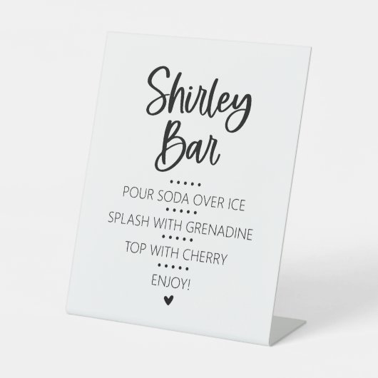 Shirley Temple Mocktail Bar Pedestal Sign Reclamebord Met Voetstuk (Voorkant)