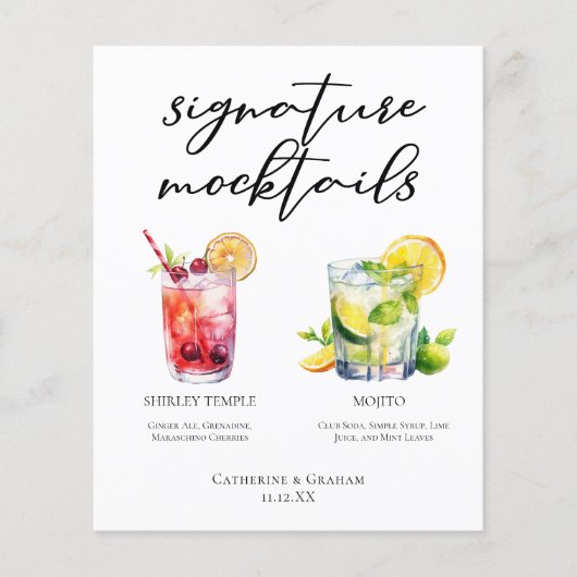 Shirley Temple Mojito Signature Mocktails Menu (Voorkant)