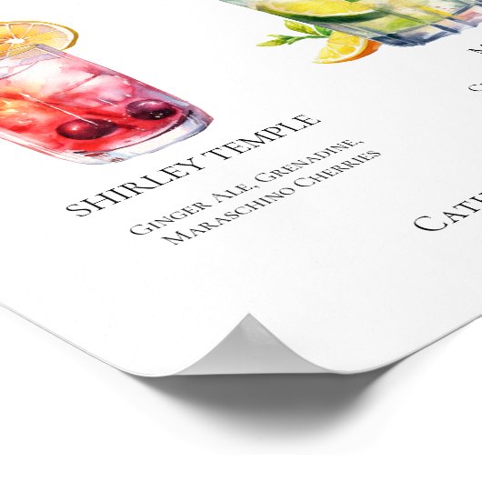 Shirley Temple Mojito Signature Mocktails Menu Poster (Hoek)