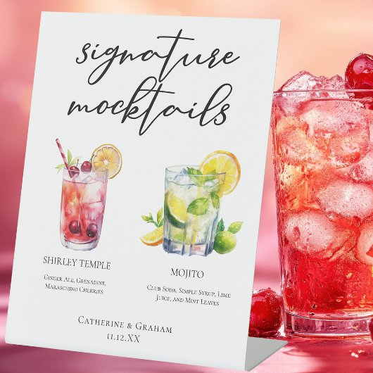 Shirley Temple Mojito Signature Mocktails Menu Reclamebord Met Voetstuk