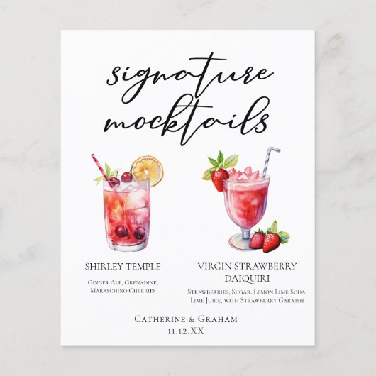 Shirley Temple Strawberry Daiquiri Mocktails Menu (Voorkant)