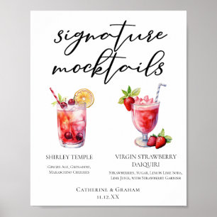 Shirley Temple Strawberry Daiquiri Mocktails Menu Poster