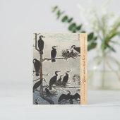 Shiro Kasamatsu Gathering of Cormorants ukiyo-e Briefkaart (Staand voorkant)