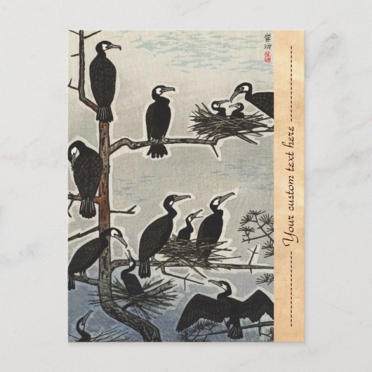 Shiro Kasamatsu Gathering of Cormorants ukiyo-e Briefkaart (Voorkant)