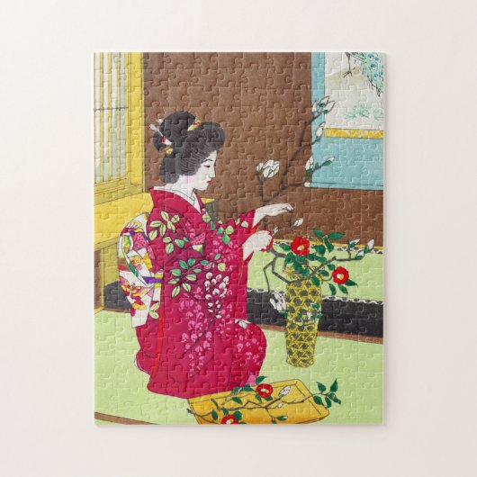 Shiro Kasamatsu Ikebana-bloemdame maiko art Legpuzzel (Verticaal)