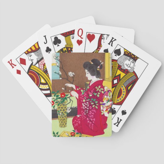 Shiro Kasamatsu Ikebana-bloemdame maiko art Pokerkaarten (Achterkant)