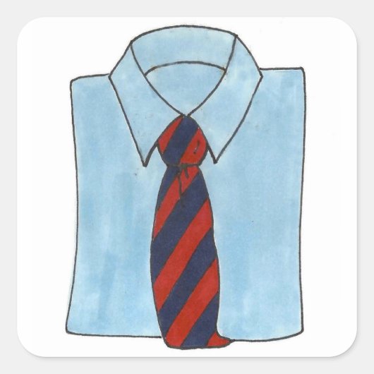 Shirt en Stropdas Menskleding Mannen Ontwerpstijl  Vierkante Sticker (Voorkant)