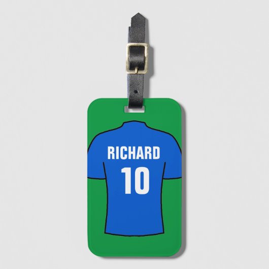 Shirt football in blauw bagagelabel (Voorkant (verticaal))