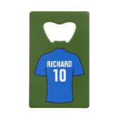 Shirt football in blauw creditkaart flessenopener (Voorkant)