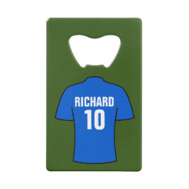 Shirt football in blauw creditkaart flessenopener