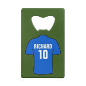 Shirt football in blauw creditkaart flessenopener (Achterkant)