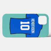 Shirt football in blauw met naam en nummer Case-Mate iPhone case (Achterkant (horizontaal))