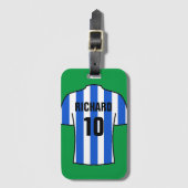 Shirt football in blauwe en witte strepen bagagelabel (Voorkant (verticaal))