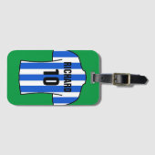 Shirt football in blauwe en witte strepen bagagelabel (Voorkant (horizontaal))