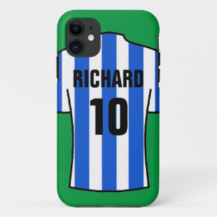 Shirt football in blauwe en witte strepen Case-Mate iPhone case
