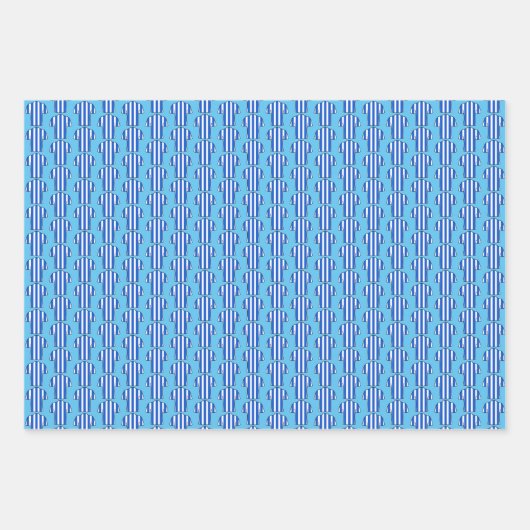 Shirt football in blauwe strepen inpakpapier vel (Voorkant 3)