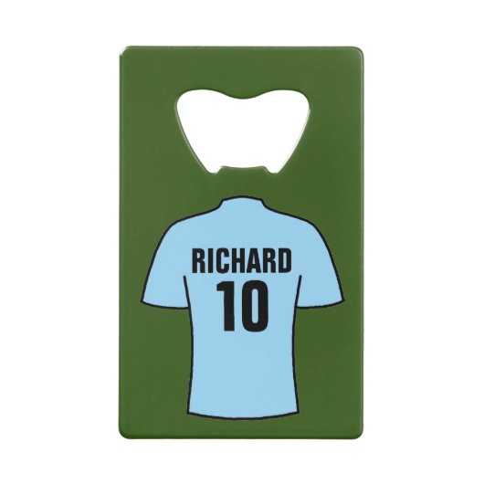 Shirt football in Light Sky Blue Creditkaart Flessenopener (Voorkant)