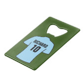 Shirt football in Light Sky Blue Creditkaart Flessenopener (Voorkant Gekanteld)
