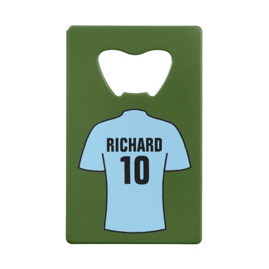 Shirt football in Light Sky Blue Creditkaart Flessenopener (Achterkant)