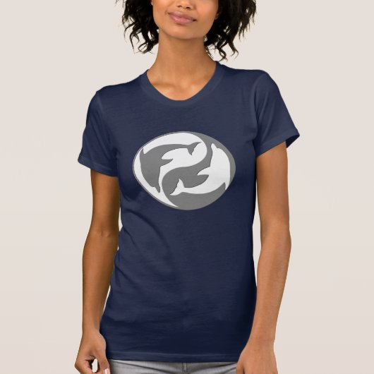 Shirt grijze en witte yin Yang Dolphins (Voorkant)