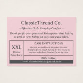 Shirt Kleding Verzorgingsinstructie Pakket Invoege Visitekaartje (Voorkant)