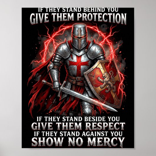 Shirt Knights Templar Warrior Protection Respect Poster (Voorkant)