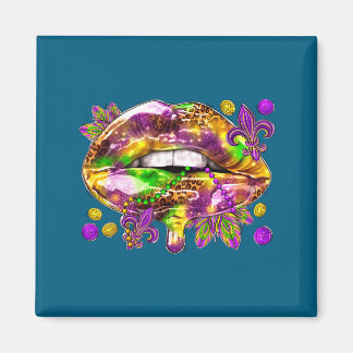 Shirt Lips Mardi Gras Carnival Fat Magneet