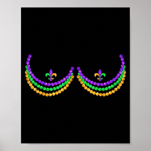 Shirt Mardi Gras Funny Beads S Outline Costume Hum Poster (Voorkant)