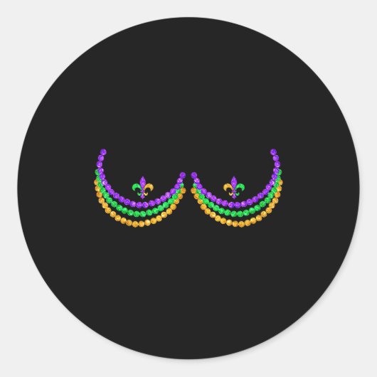 Shirt Mardi Gras Funny Beads S Outline Costume Hum Ronde Sticker (Voorkant)
