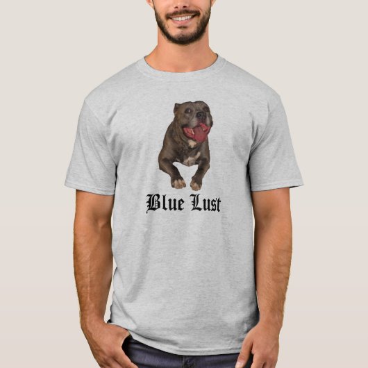 Shirt met blauwe lust Pitbull (Voorkant)