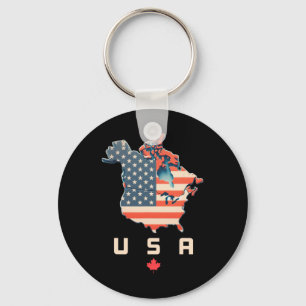 Shirt met Canada en de VS Kaart - Bijlage Amerika' Sleutelhanger