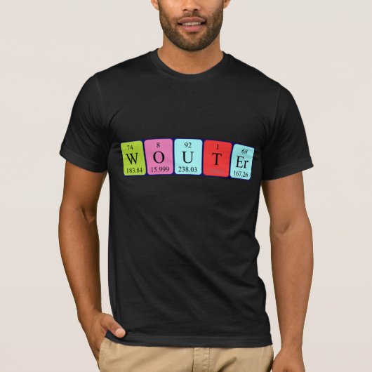 Shirt met de buitenste periodieke tabelnaam (Voorkant)