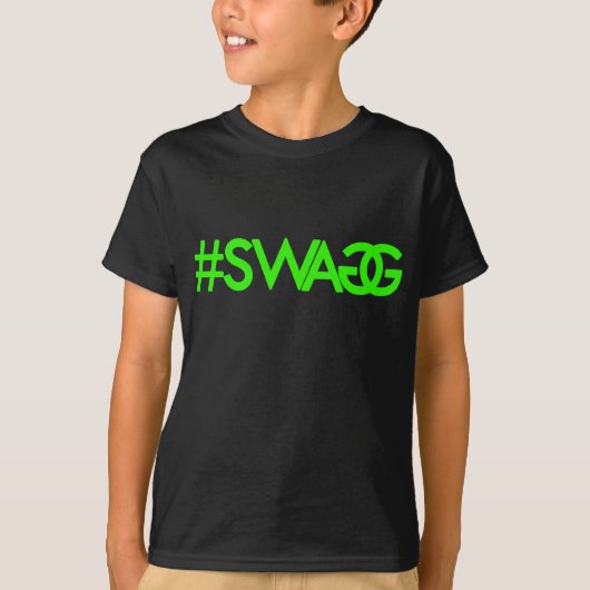 Shirt met de hashtag Swag (groen) (Voorkant)