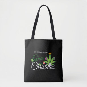 Shirt met groene kerstmis tote bag