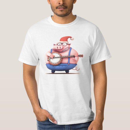 Shirt met kerstbanjo Pig (Voorkant)