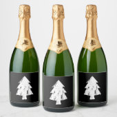 Shirt met kerstbomen sparkling wijnetiket (Flessen)