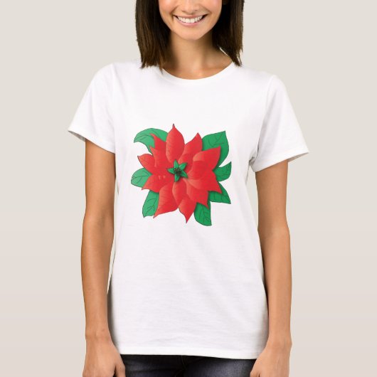 Shirt met Kerstmis Poinsettia (Voorkant)