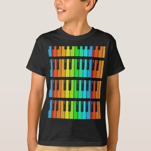 Shirt met kleurrijke pianosleutels (Voorkant)
