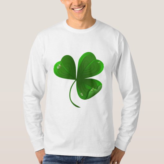 Shirt met lange hoes van mannen met shamrock (Voorkant)