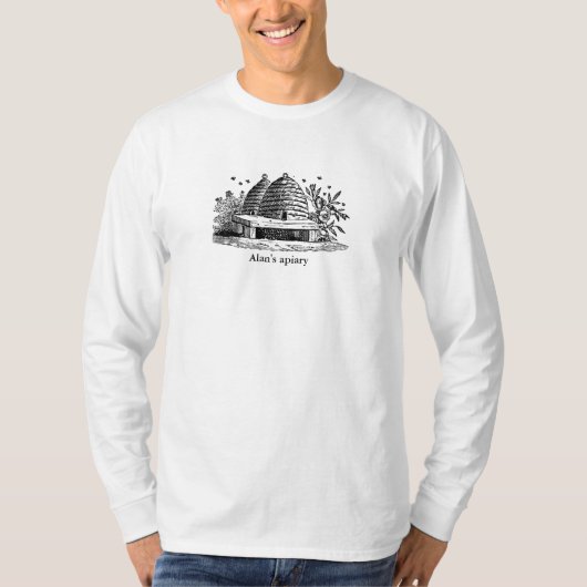 Shirt met oud beeld van een bijenkorf (Voorkant)