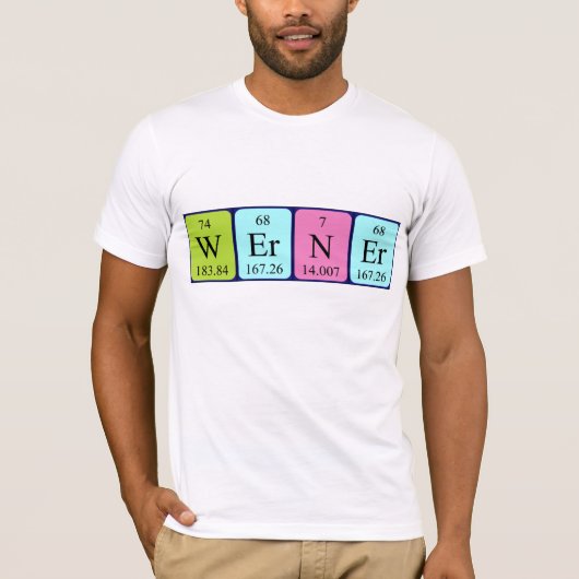 Shirt met periodieke handelsnaam Werner (Voorkant)