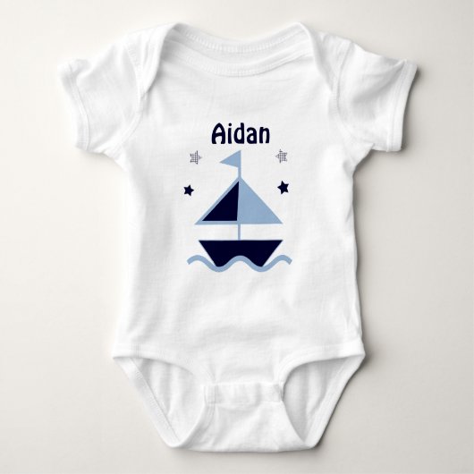 Shirt "Nautical/Sailboat/Navy", gepersonaliseerd (Voorkant)