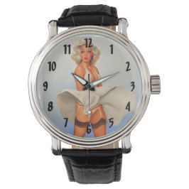 Shirt Nostalgische Pin Up Meisje Horloge