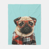 Shirt Pug Fleece Deken (Voorkant)