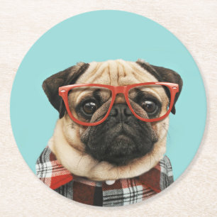 Shirt Pug Ronde Kartonnen Onderzetter
