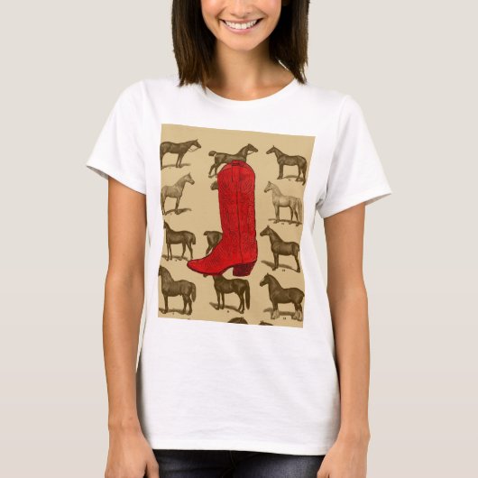 Shirt rode cowboy Boot Horses (Voorkant)