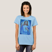 Shirt van Blauwe Dame met Jezus afbeelding (Voorkant volledig)
