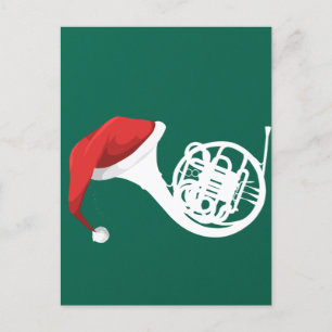 Shirt van de kerstman, Santa French Horn Briefkaart