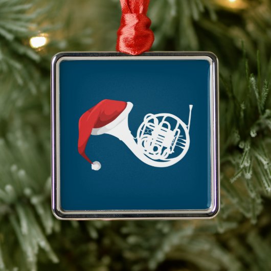 Shirt van de kerstman, Santa French Horn Metalen Ornament (Boom)